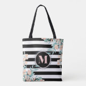 Tote Bag Flore floue sur un monogramme noir et blanc (Dos)