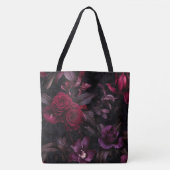 Tote Bag Flore foncé Moody Élégant Noir & Bourgogne (Devant)