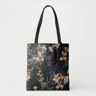 Tote Bag Flore foncée : Aquarelle Peinture sans joint.