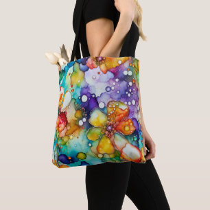 Tote Bag Flore psychédélique et bulles Abstraites