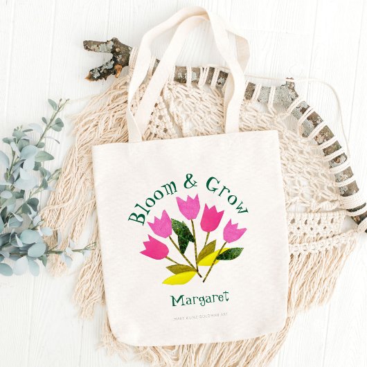 Tote Bag Flore rétro et croissance mignonne Printemps perso