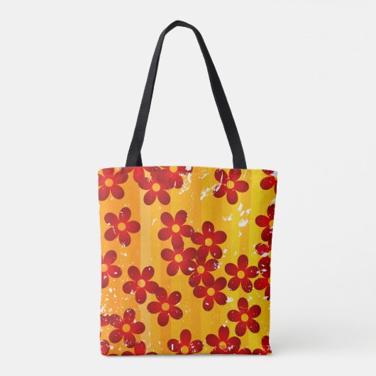 Tote Bag Flore rouge orange rétro (Dos)