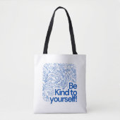 Tote Bag Flore simple bleu et blanc (Devant)