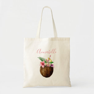 Tote Bag Flore tropicale hawaïenne et noix de coco