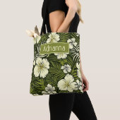 Tote Bag Flore tropicale jaune et verte (De près)