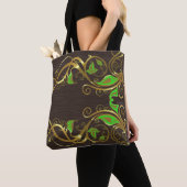 Tote Bag Flore Verte Et Or (De près)