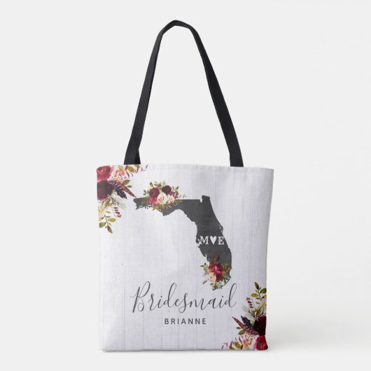 Tote Bag Florida State Destination Rustique Mariage Monogra (Dos)