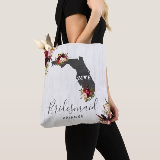 Tote Bag Florida State Destination Rustique Mariage Monogra (De près)