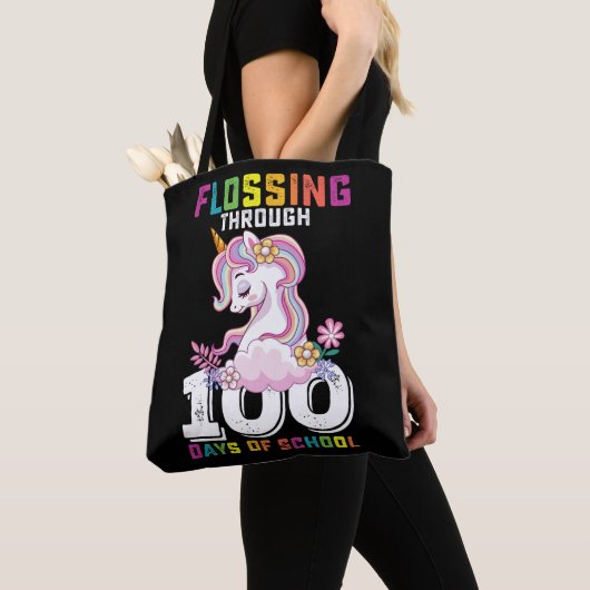 Tote Bag Flossing through 100 Days of School Unicorn (De près)