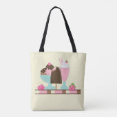 Tote Bag Flotte de crème glacée sucrée Sundae & fraise (Dos)