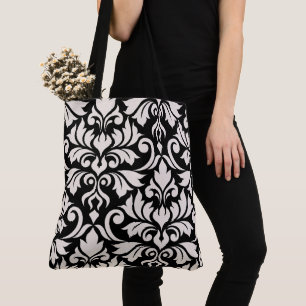 Tote Bag Flourissant Damask Art I Cream sur Black