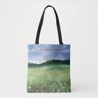 Tote Bag Flower Field Landscape 