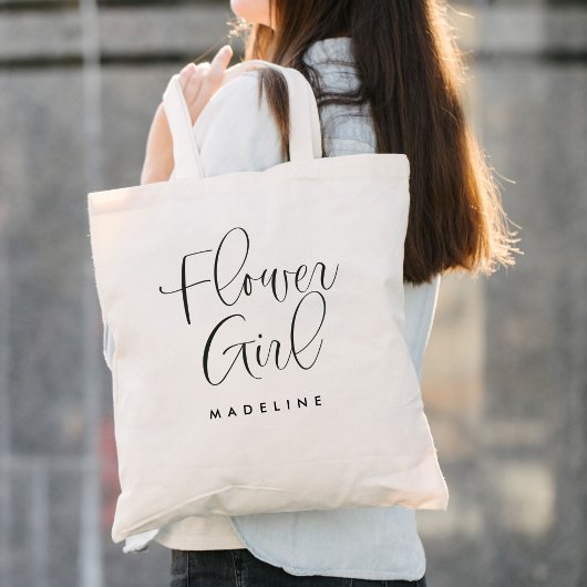 Tote Bag Flower Girl Simple Mariage de calligraphie