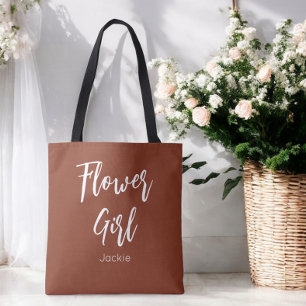 Tote Bag Flower Girl Terracotta Mariage Brown