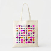 Tote Bag Flower Power Heart Peace Motif + votre backgr. (Devant)