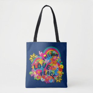 Tote Bag Flower Power Rainbow LIBERTÉ AMOUR PAIX