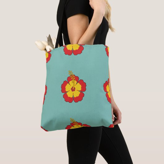 Tote Bag Flower rouge hibiscus (De près)