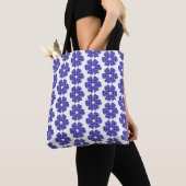 Tote Bag Flower Shape Plaid Blue Cornflower (De près)
