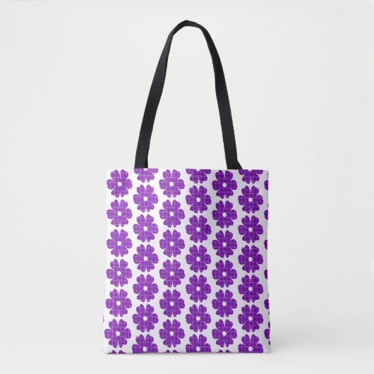 Tote Bag Flower Shape Plaid Purple Pink (Devant)