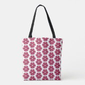 Tote Bag Flower Shape Plaid Red Pink (Dos)