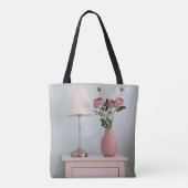 Tote Bag Flowers | Pale Pink Roses on Nightstand (Dos)