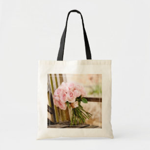 Tote Bag Flowers Pink Rose Bouquet