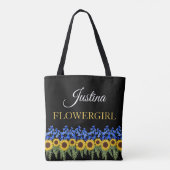 Tote Bag Flowgirl Rustic Bluebells & Sunflower Mariage (Dos)