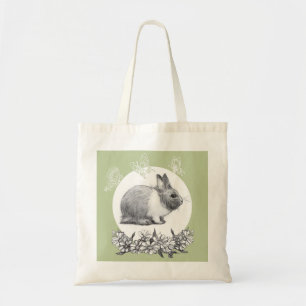 Tote Bag Fluffez le lapin. Dessin au crayon.