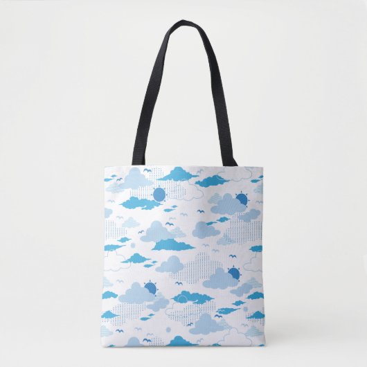 Tote Bag Fluffy Cloud Sunny White Sky Motif (Devant)