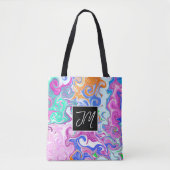 Tote Bag Fluide en marbre bleu et violet Art personnalisé (Devant)