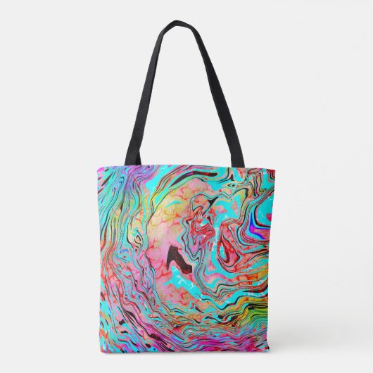 Tote Bag Fluide en marbre bleu et violet Art personnalisé (Dos)