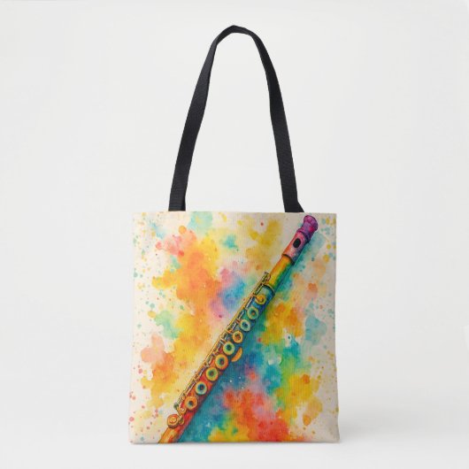 Tote Bag Flûte d'aquarelle vive personnalisée (Devant)