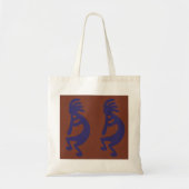 Tote Bag Flûte Jouer Kokopelli Figure - Bleu sur rouille Ro (Devant)