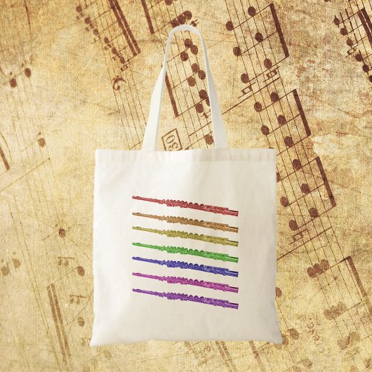 Tote Bag Flûtes colorées arc-en-ciel