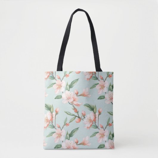 Tote Bag Flux d'arbre rose sur toute impression (Devant)