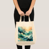 Tote Bag Flux d'océan doré Vagues abstraites (Devant (produit))