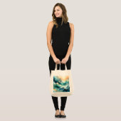 Tote Bag Flux d'océan doré Vagues abstraites (Devant (modèle))