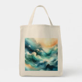 Tote Bag Flux d'océan doré Vagues abstraites (Dos)