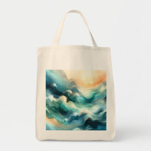 Tote Bag Flux d'océan doré Vagues abstraites
