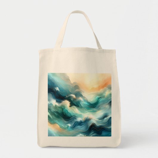 Tote Bag Flux d'océan doré Vagues abstraites (Devant)