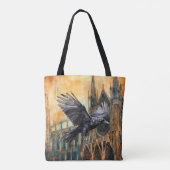 Tote Bag Flying Raven et la cathédrale gothique médiévale (Dos)