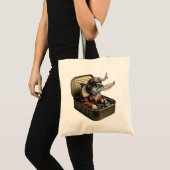 Tote Bag  Flying Sardine Pilot Retro Fish Art Funny Quirky  (Devant (produit))