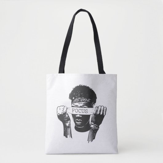 Tote Bag Focus Blindfold Motivational Street Art Illustrati (Devant)