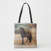 Tote Bag Foggy Friesian Morning - Cheval (Devant)