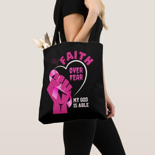 Tote Bag FOI SUR LA PEUR Sensibilisation au cancer du sein (De près)