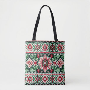 Tote Bag Foire de Noël/hiver île rouge et verte