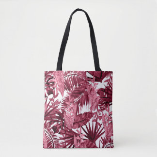 Tote Bag Foliage Aquarelle violet, Floral sans joint.