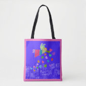 Tote Bag Folk Art Angel Hearts  (Devant)