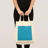 Tote Bag fond bleu avec chat noir et blanc sur (Devant (produit))