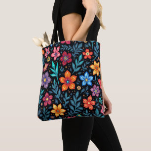 Tote Bag Fond de bouton floral coloré